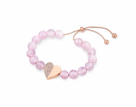 Tipperary Pink Heart Beads Rose Gold Bracelet