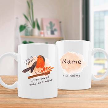 Little Red Robin Any Name and Message - Personalised Mug