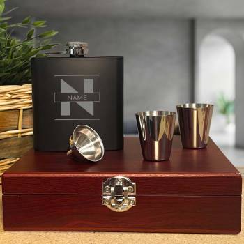 Initial and Name - Personalised Coated Hip Flask