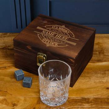 Personalised It's Whisky O'Clock - Wooden Boxed Whiskey Set