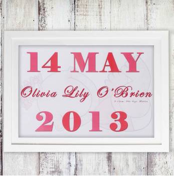 Baby Girl Personalised Poster