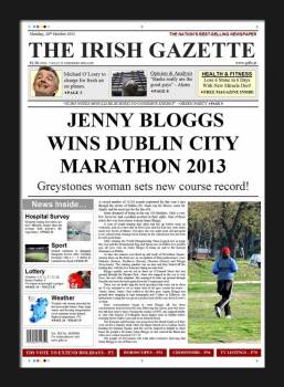 Dublin Marathon Winner - Female Newspaper Spoof