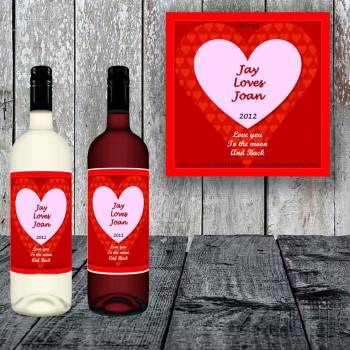 Love Heart Personalised Wine