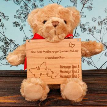 Best Grandmother - Wooden Plaque Personalised Teddy Bear