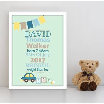 Baby Buntings and Blocks - Green - Personalised Poster