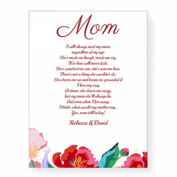 I will always need my mom... Poem Stretched Canvas 20 x 30 Inch