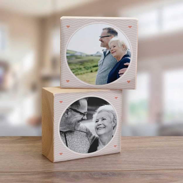 Personalised Wooden Photo Blocks - Mr. and Mrs.