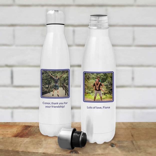 Any Photo And Message - White Personalised Bottle / Flask