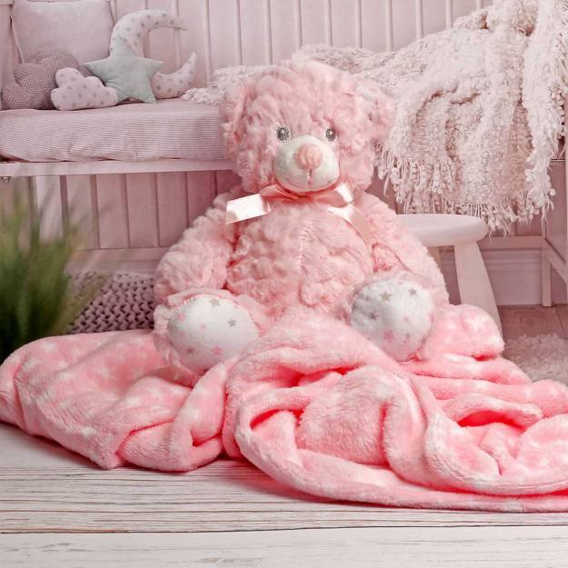 Baby Bear & Blanket (Blue or Pink)