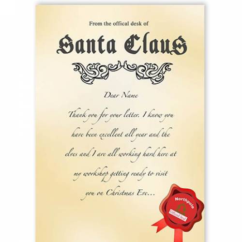 Santa Claus Letter From Northpole Christmas Card