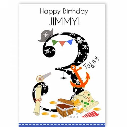 Happy 3rd Birthday Pirate Card