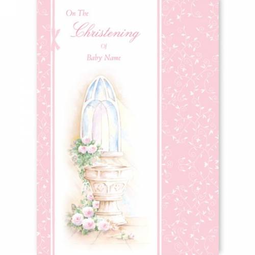 Pink Girl - On The Christening Card