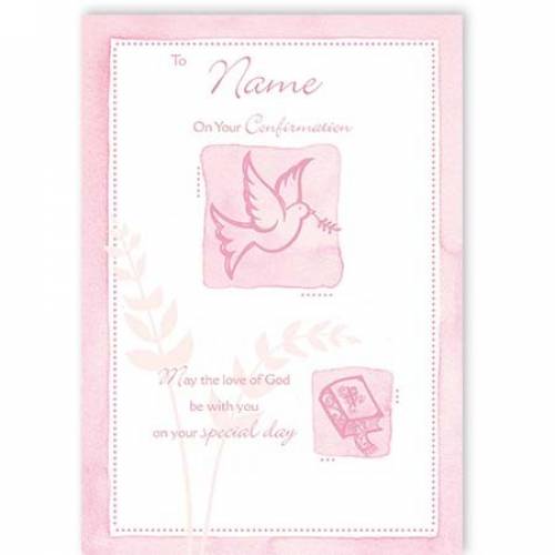 Pink Dove & Cross Confirmation Card