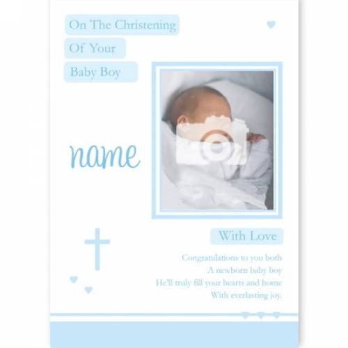 Baby Boy Photo On Your Christening Card