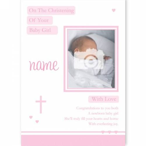 Baby Girl Photo On Your Christening Card