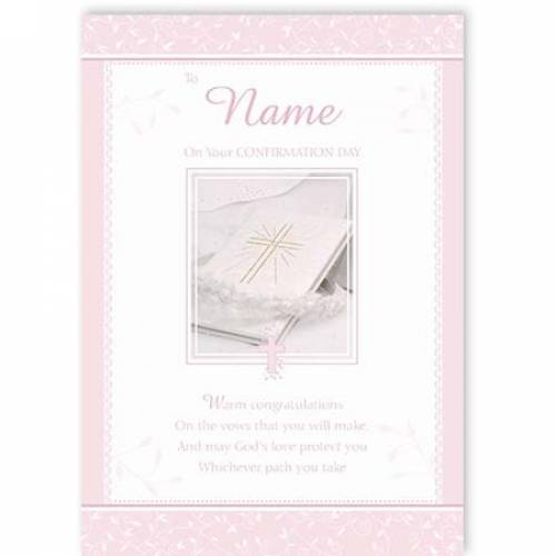 Pink On Your Confirmation Day Confirmation Card