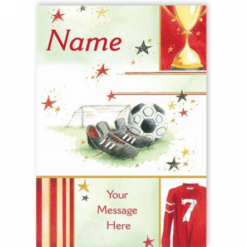 Football Boots & Ball Any Message Card
