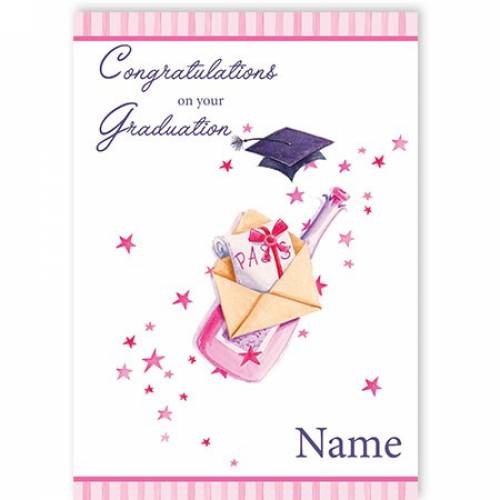 Pink Champagne & Mortarboard Congratulations On Your Graduation Card