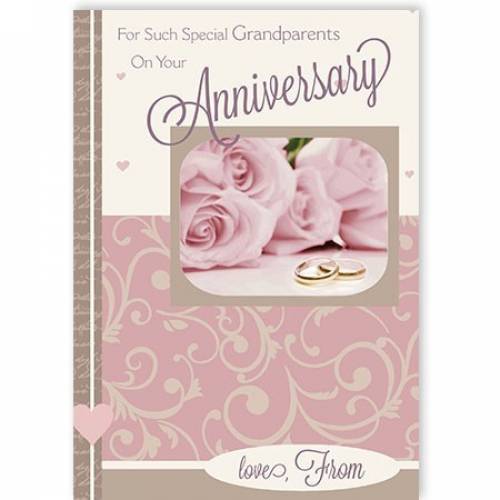 Special Grandparents Pink Roses Anniversary Card