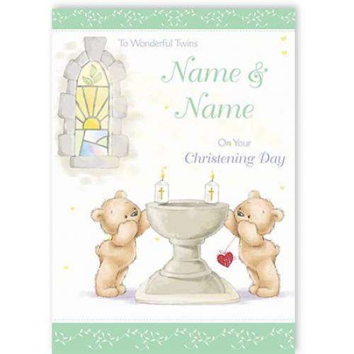 Bears With Chalice Christening Card
