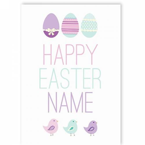 Happy Easter Eggs And Birds Card