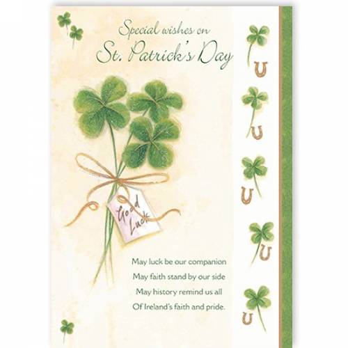 Shamrocks Special Wishes On St Patricks Day Card
