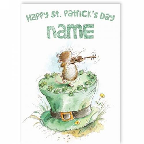 Mouse Playing Fiddle St Patrick's Day Card