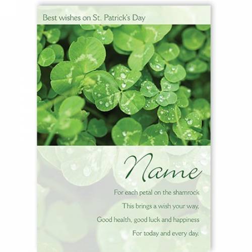 Shamrocks Health, Luck & Happiness St Patrick's Day Card