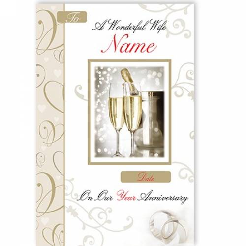 Champagne & Flutes Wonderful Wife On Our Anniversary Card