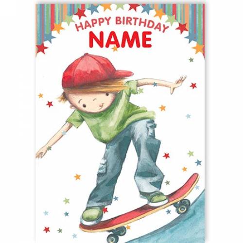 Skateboard Boy Happy Birthday Card
