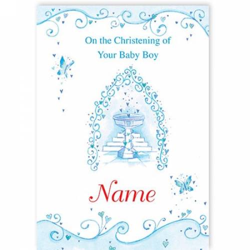 Christening Blue On Your Baby Boy Card
