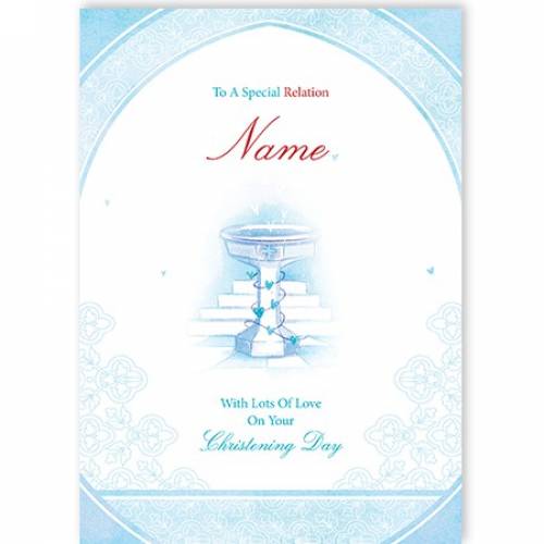 Special Any Relation Blue On Your Christening Card