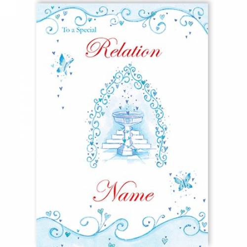 Special Any Relation Butterflies Blue On Your Christening Card