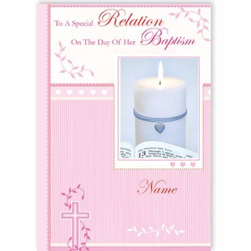 Any Relation Pink Baptism Card