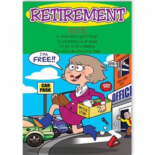 Female Cartoon Retirement Greeting Card