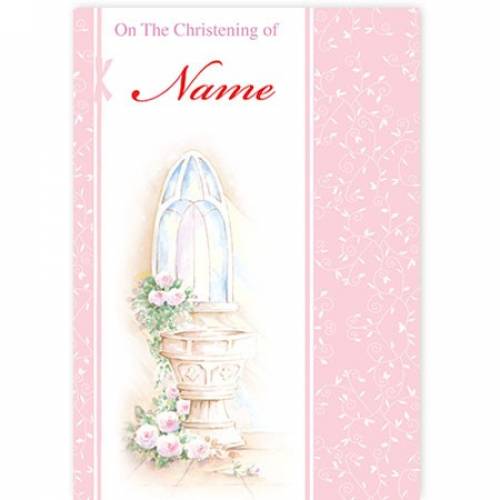 Christening Water Font Pink Card