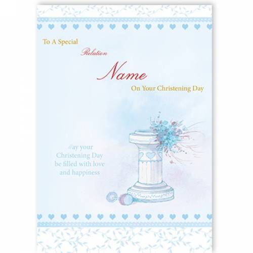 On Your Christening Baby Boy Water Font Card