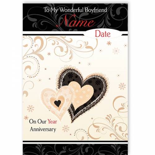 Boyfriend Anniversary Heart Card