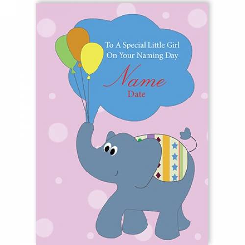 Naming Female Elephant Balloons Card