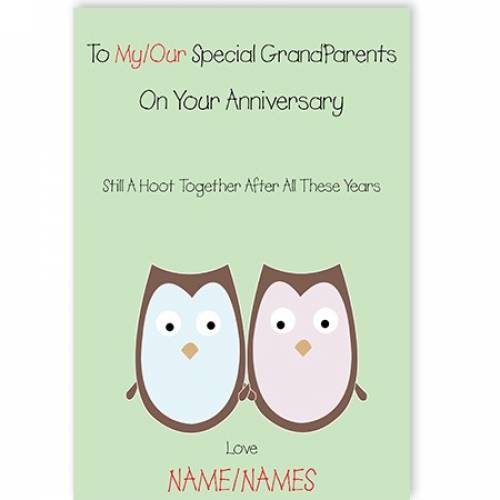 Owls To Our/my Special Grandparents Happy Anniversary Card