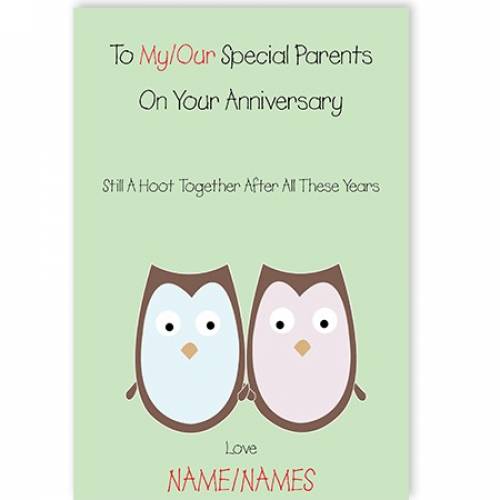 Owls To Our/my Special Parents Anniversary Card