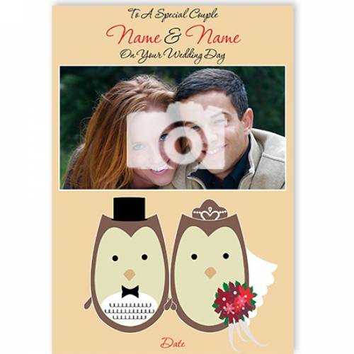 Owls Photo Special Couple On Your Wedding Day Card