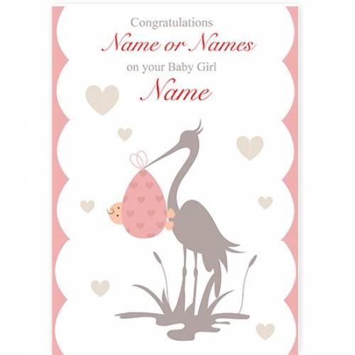 Congratulations Stork Baby Girl Card