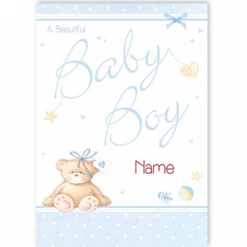 A Beautiful Baby Boy Teddy Bear Card