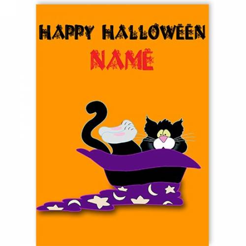Happy Halloween Cat In A Hat Card