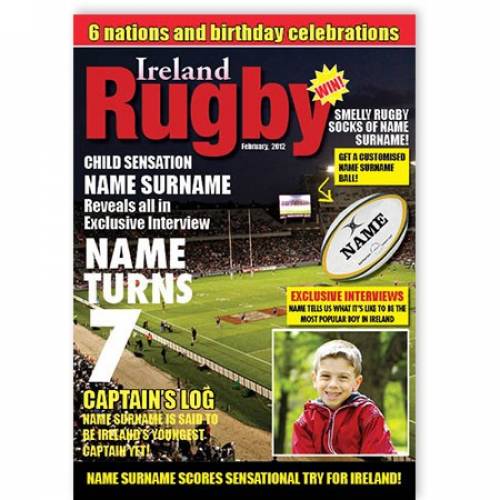 Magazine Ireland Rugby Birthday Card