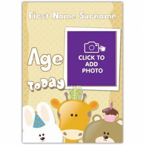 Kids Birthday Animals Any Age Today Birthday Card