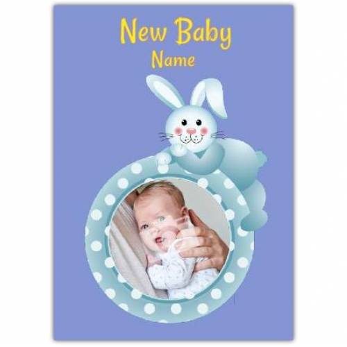 Blue Bunny Rabbit New Baby Card