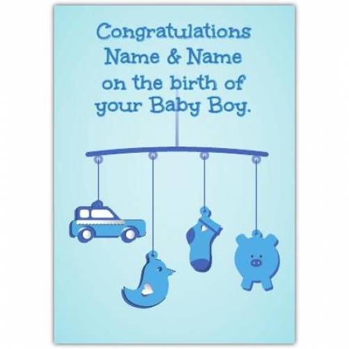 Blue Mobile New Baby Card