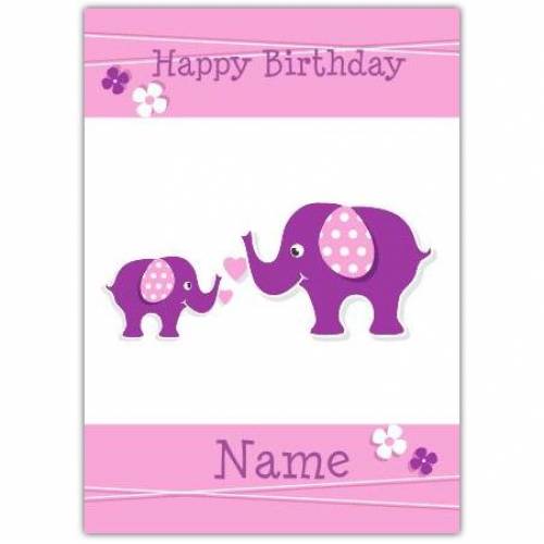 Purple Elephant Happy Birthday Card Card